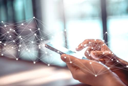 News. Businesswoman using mobile smartphone online to check news